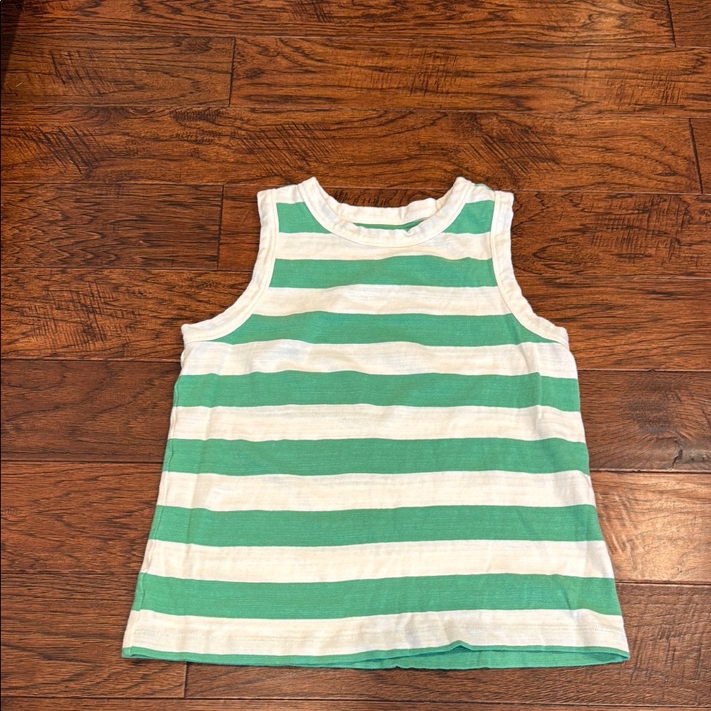 LOFT Green and White Striped Tank Top